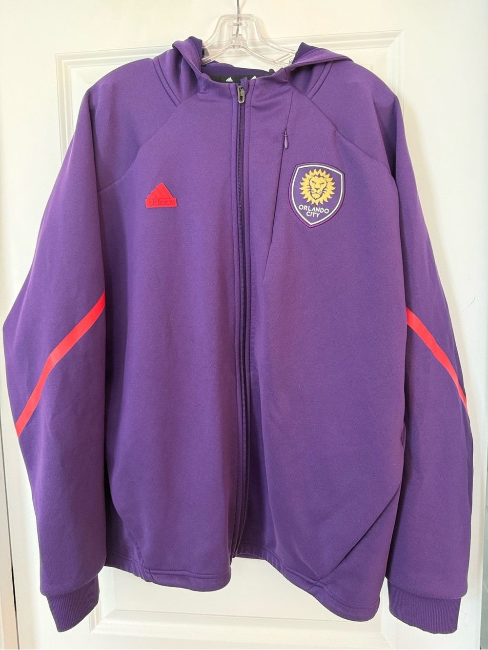 adidas Purple Orlando City Hooded Zip Jacket with Red Accents